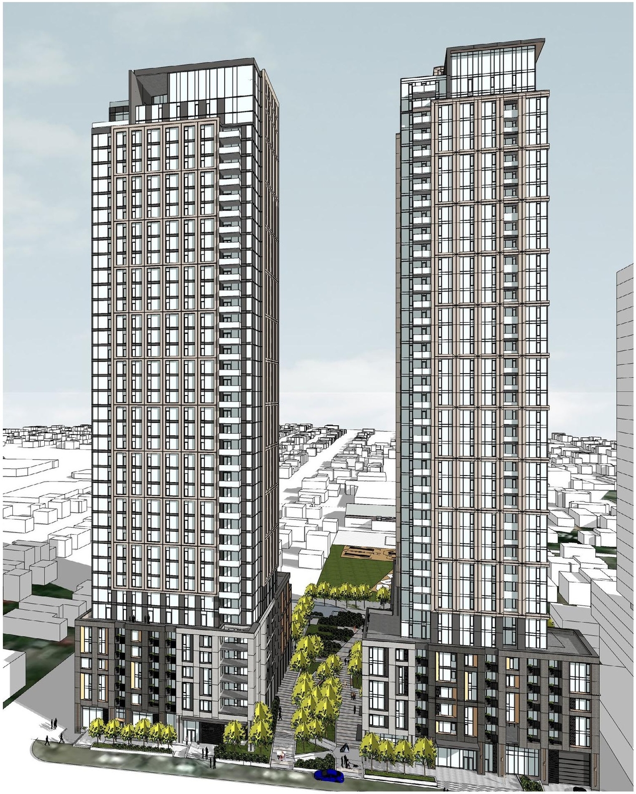 Rendering of building from page 6 of the file '2024-03-06 - Design Brief - D07-12-23-0019'