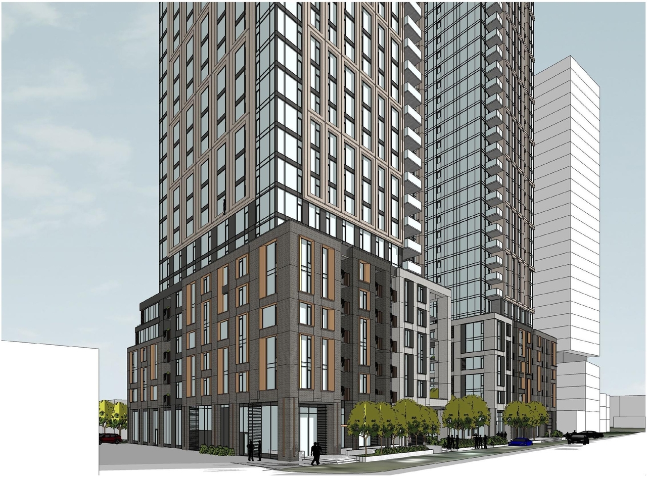 Rendering of building from page 10 of the file '2024-03-06 - Design Brief - D07-12-23-0019'