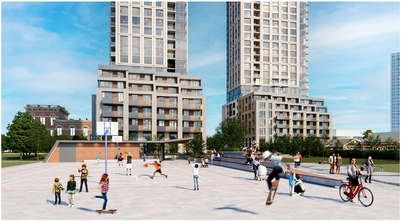 Rendering of building from page 32 of the file '2024-03-06 - Design Brief - D07-12-23-0019'