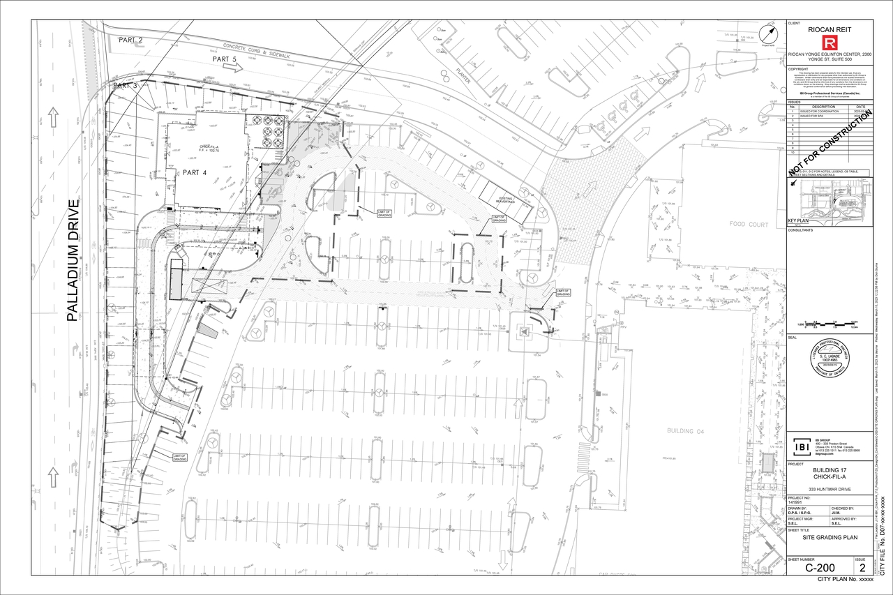 Construction site plan for project from page 48 of the file '2023-03-21- Civil Engineering Design Brief - D07-12-23-0030'