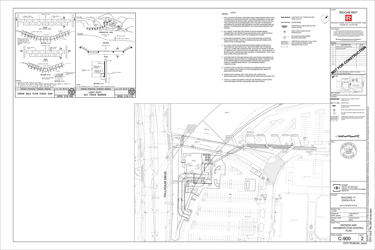 Construction site plan for project from page 49 of the file '2023-03-21- Civil Engineering Design Brief - D07-12-23-0030'