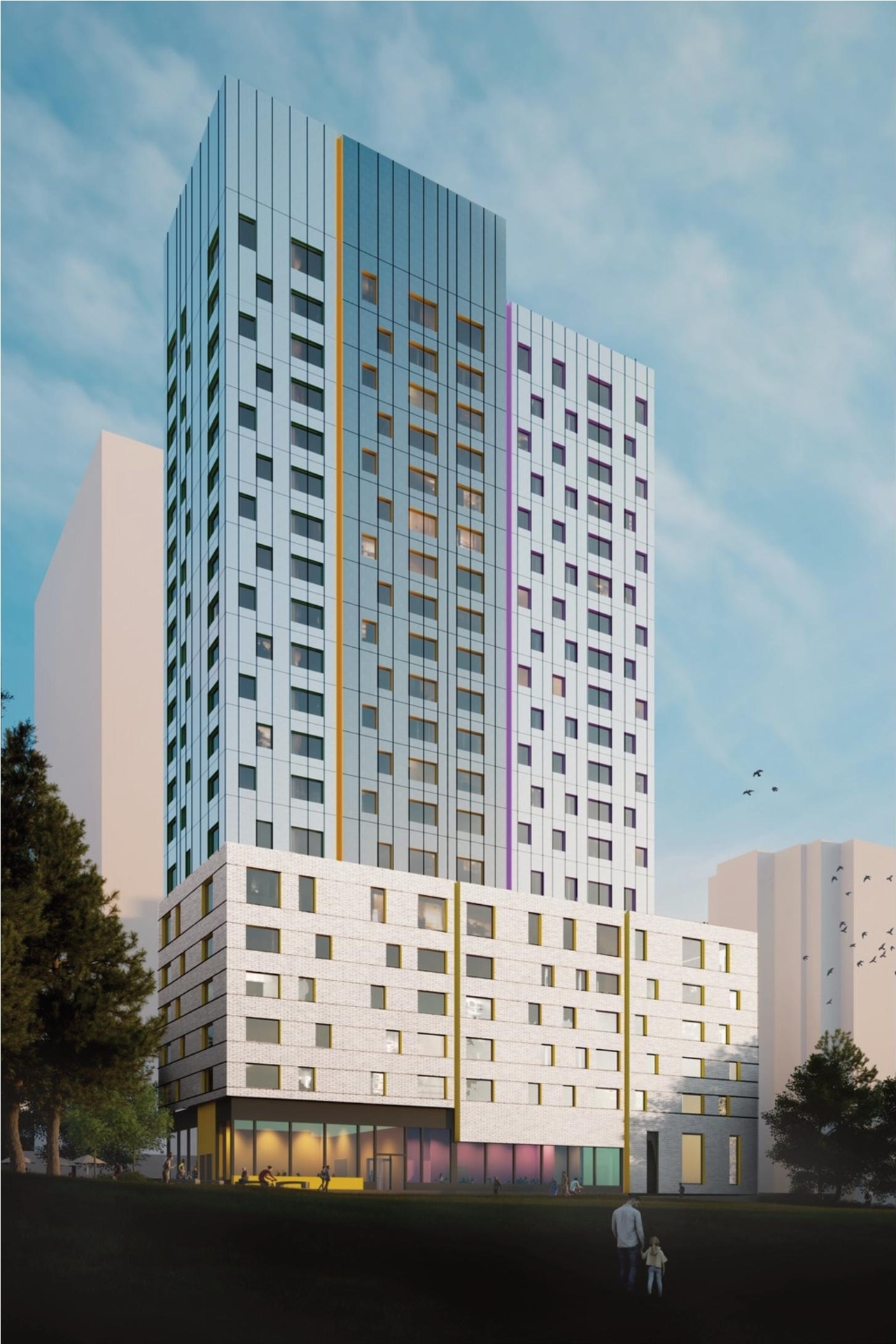 Rendering of building from page 41 of the file '2023-03-28 - Urban Design Brief - D07-12-23-0034'