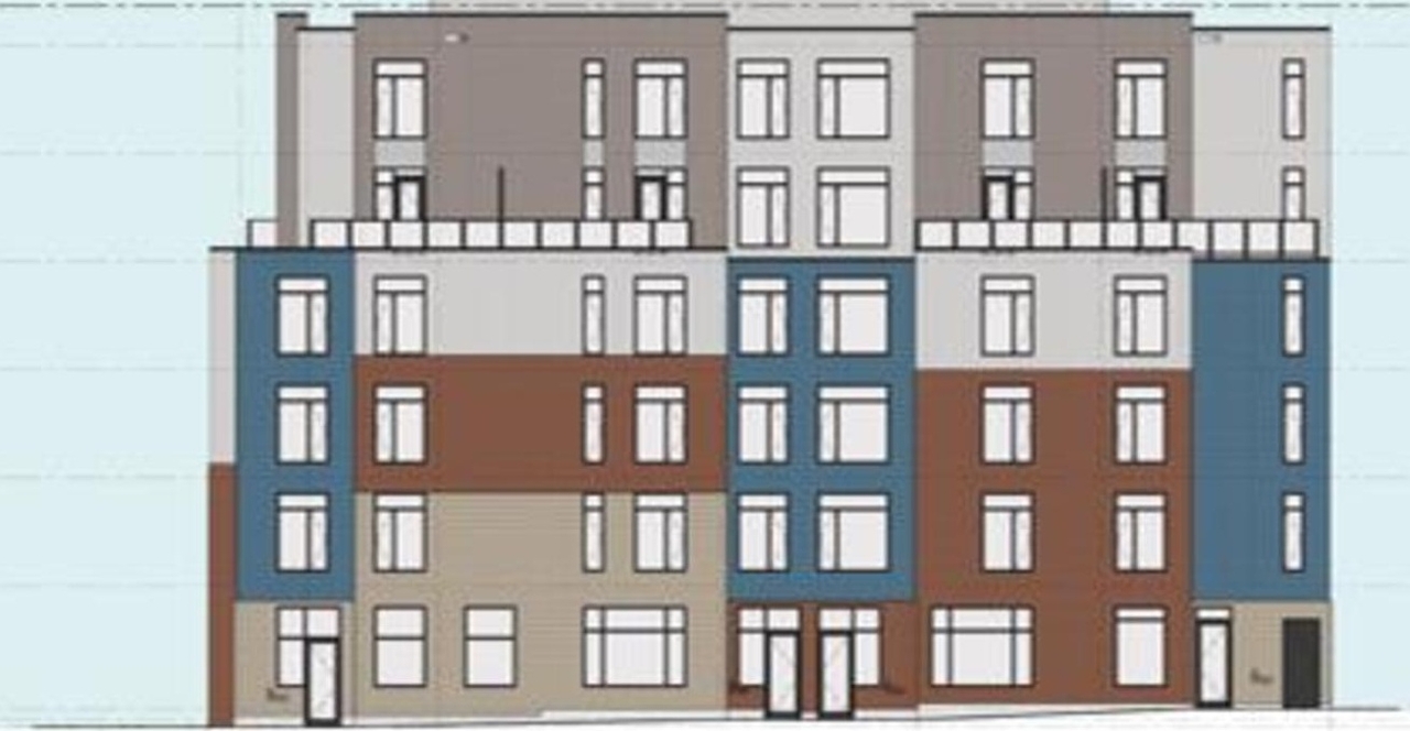 Rendering of building from page 25 of the file '2023-03-28 - Design Brief - D07-12-23-0035'