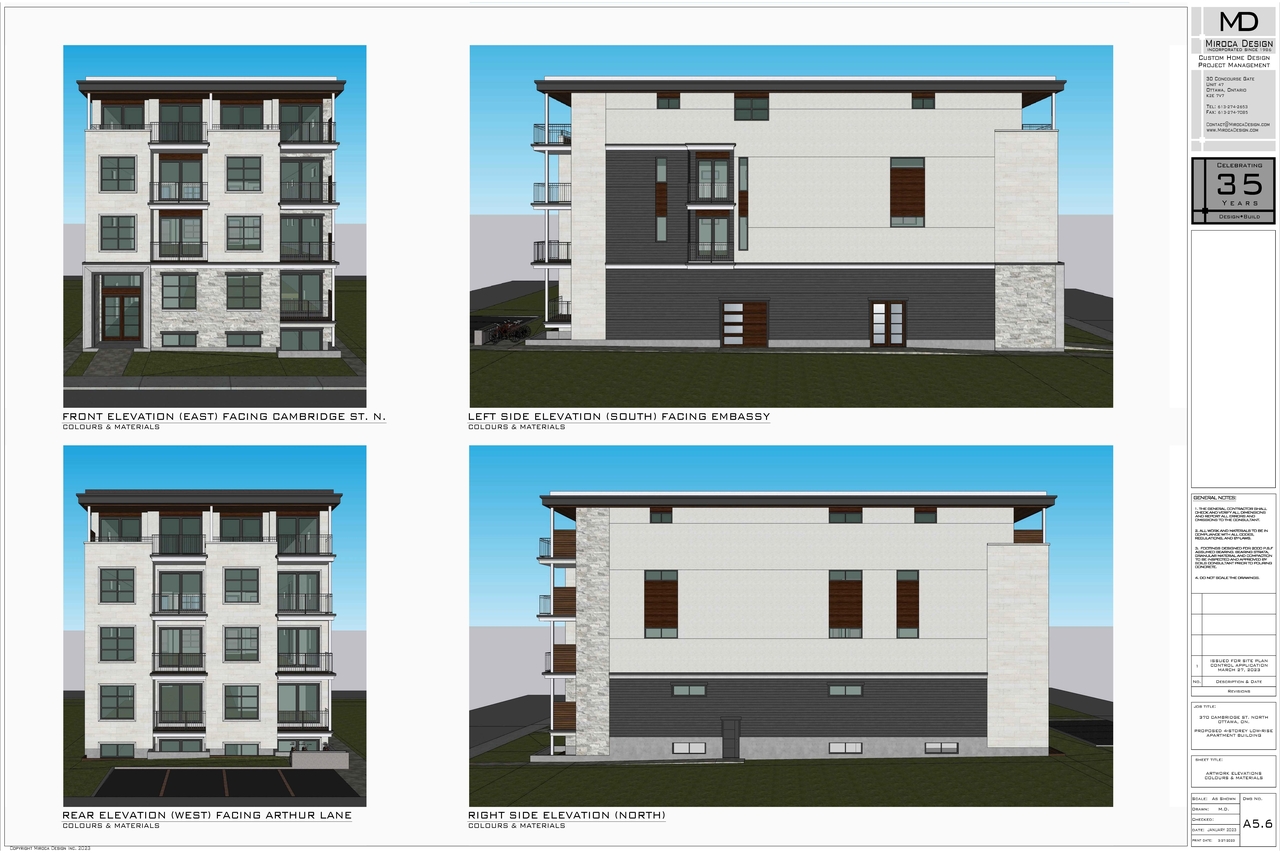 Rendering of building from page 1 of the file '2023-03-28 - Elevations-3D Rendering and Perspective Views - D07-12-23-0036'
