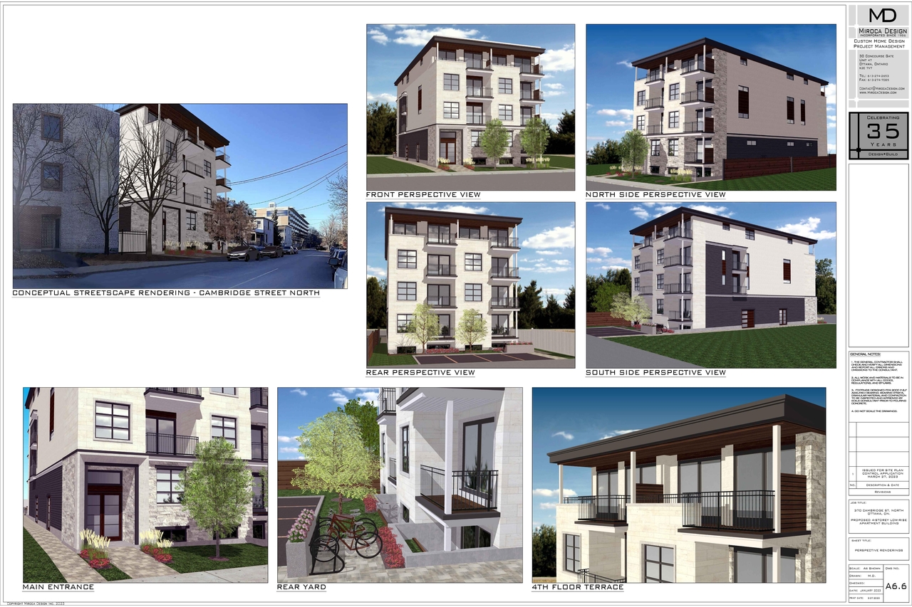 Rendering of building from page 2 of the file '2023-03-28 - Elevations-3D Rendering and Perspective Views - D07-12-23-0036'