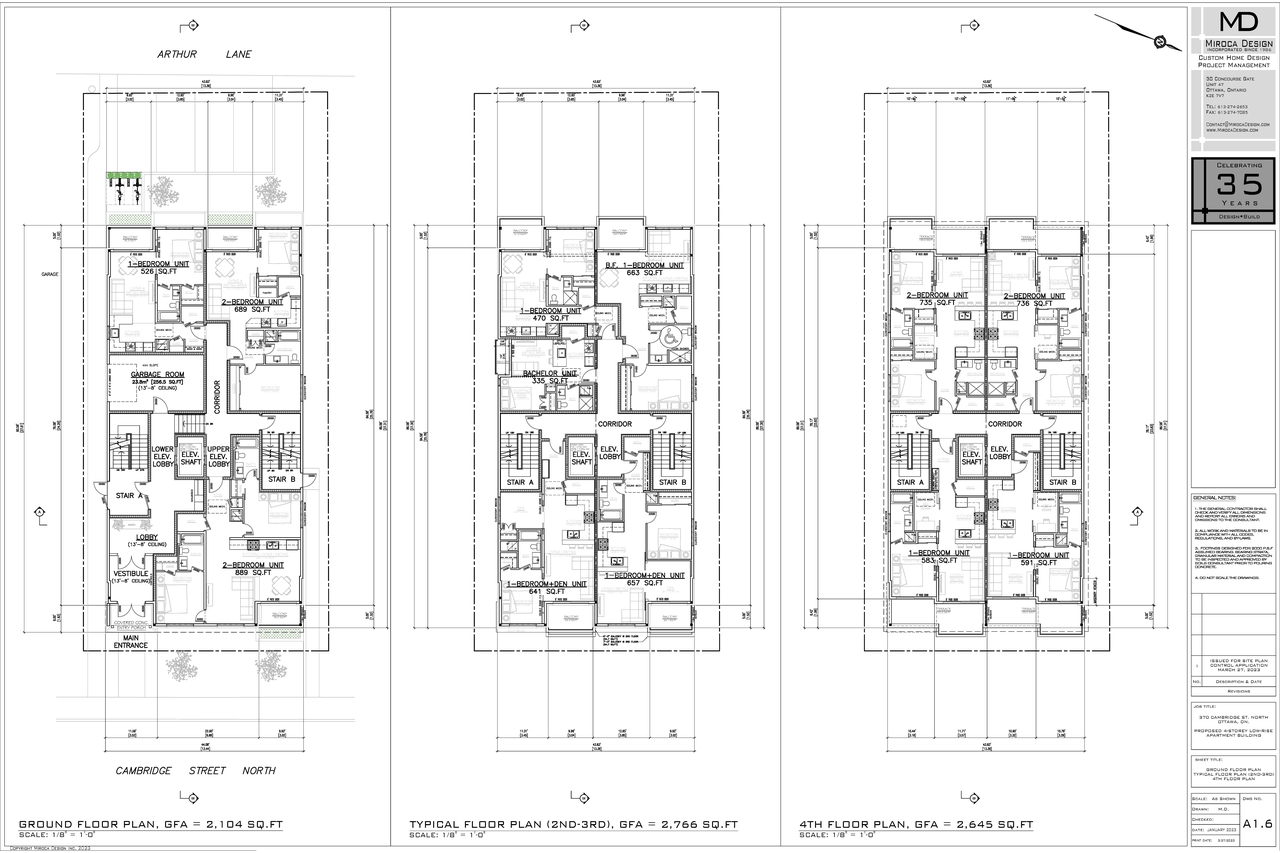 Floor plan for project from page 1 of the file '2023-03-28 - Building Elevations-Floor Plans-Building Sections - D07-12-23-0036'