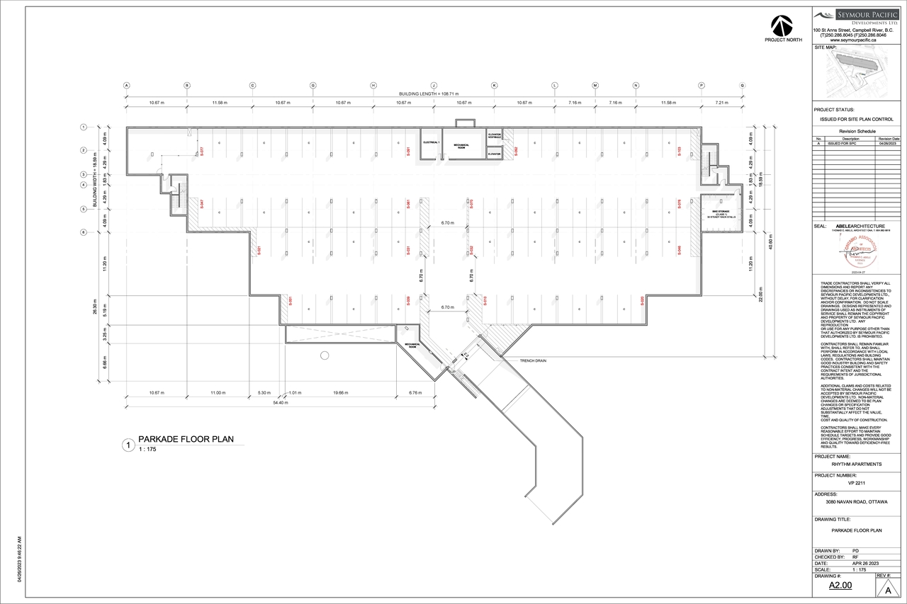 Floor plan for project from page 1 of the file '2023-05-10 - PARKADE FLOOR PLAN - D07-12-23-0047'