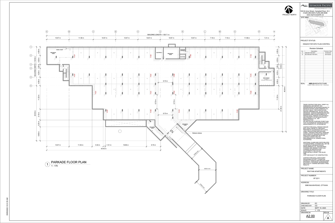 Floor plan for project from page 1 of the file '2023-09-19 - PARKADE FLOOR PLAN - D07-12-23-0047'
