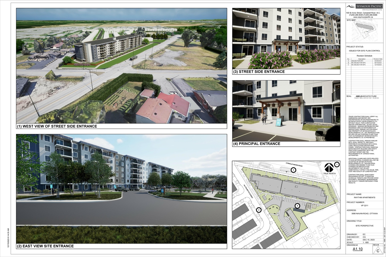 Construction site plan for project from page 1 of the file '2023-12-19 - SITE PERSPECTIVE - D07-12-23-0047 (2)'