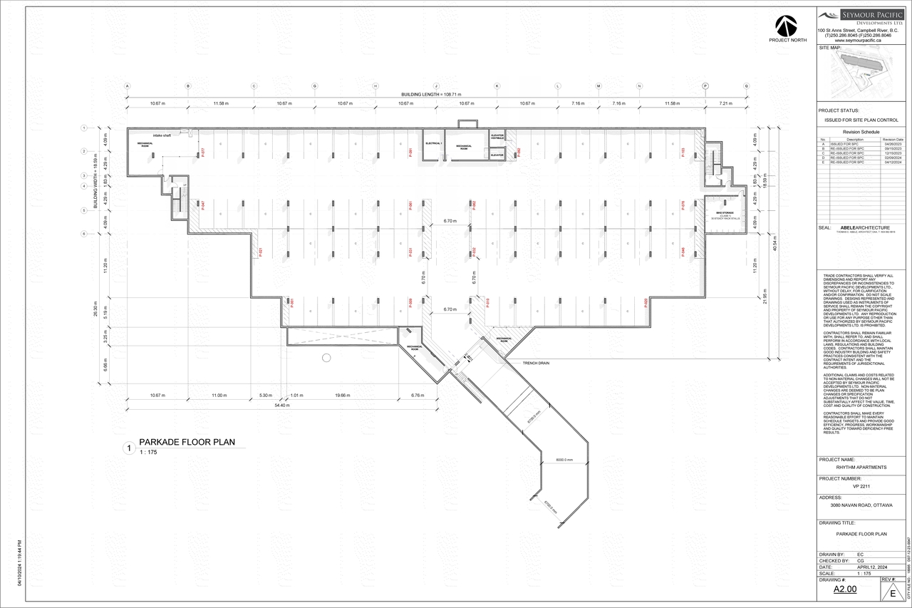Floor plan for project from page 1 of the file '2024-05-10 - PARKADE FLOOR PLAN - D07-12-23-0047'