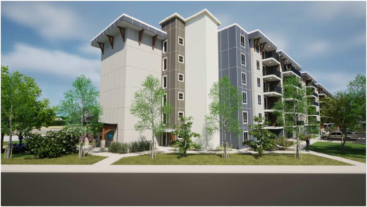 Rendering of building from page 1 of the file '2023-12-19 - DESIGN BRIEF - D07-12-23-0047'