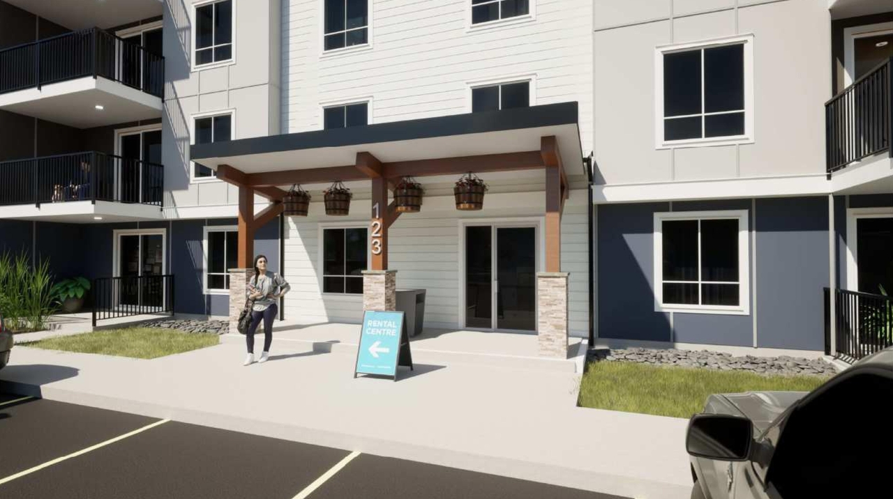 Rendering of building from page 2 of the file '2023-12-19 - DESIGN BRIEF - D07-12-23-0047'