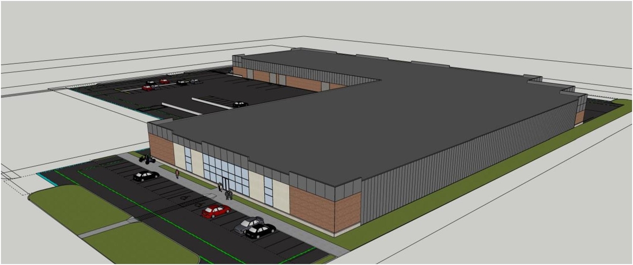 Rendering of building from page 10 of the file '2023-05-02 - Design Brief - D07-12-23-0051'