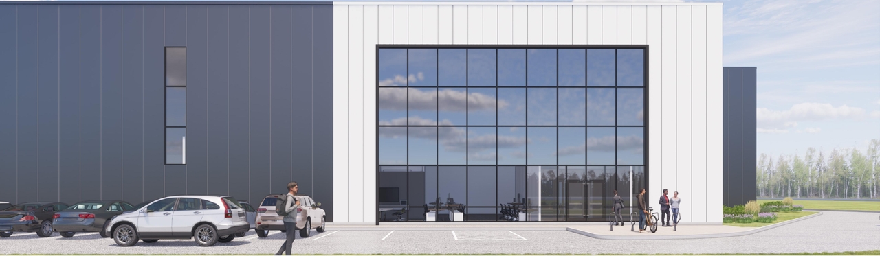 Rendering of building from page 8 of the file '2023-05-08 - Design Brief - D07-12-23-0054'