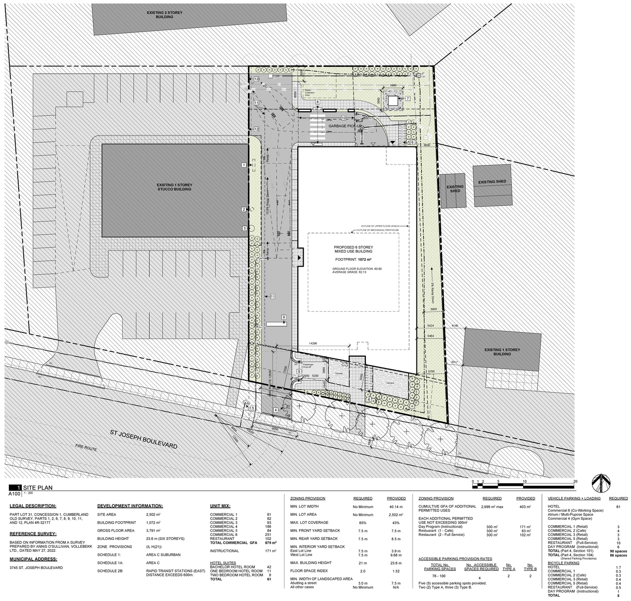 Construction site plan for project from page 1 of the file '2024-04-12 - Site and Floor Plans - D07-12-23-0059'