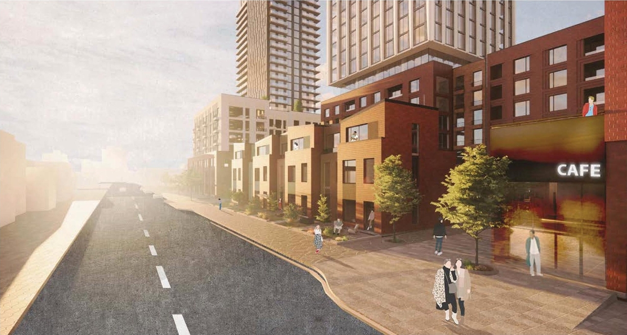 Rendering of building from page 4 of the file '2023-05-29 - Design Brief - D07-12-23-0067'