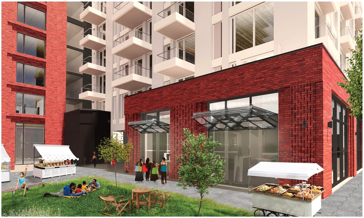 Rendering of building from page 11 of the file '2024-03-21 - Design Brief - D07-12-23-0067'