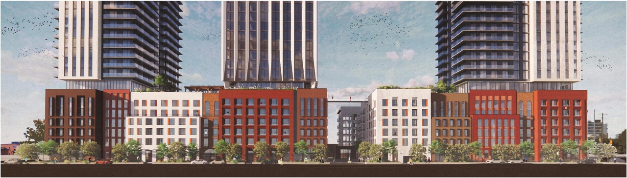 Rendering of building from page 16 of the file '2024-03-21 - Design Brief - D07-12-23-0067'