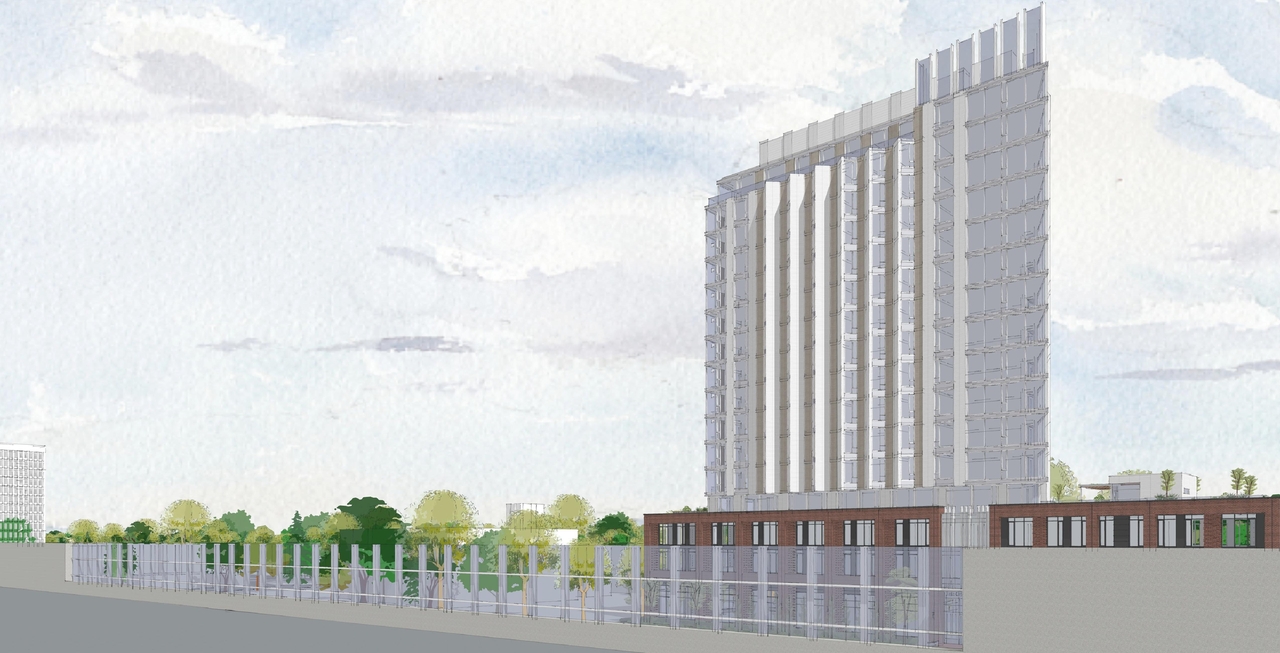 Rendering of building from page 11 of the file '2024-06-12 - Design Views - D07-12-23-0069'