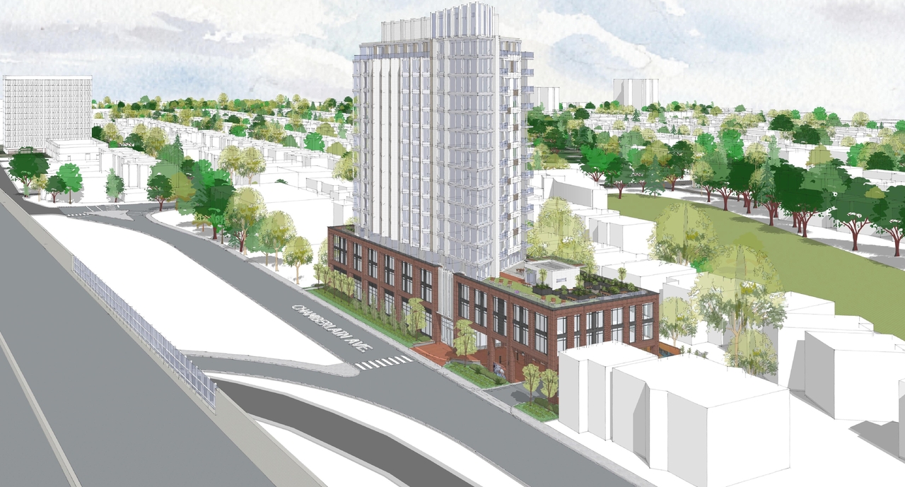 Rendering of building from page 13 of the file '2024-06-12 - Design Views - D07-12-23-0069'