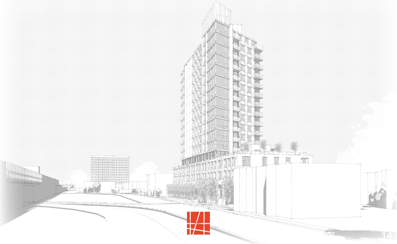 Rendering of building from page 14 of the file '2023-06-02 - Design Views - D07-12-23-0069'