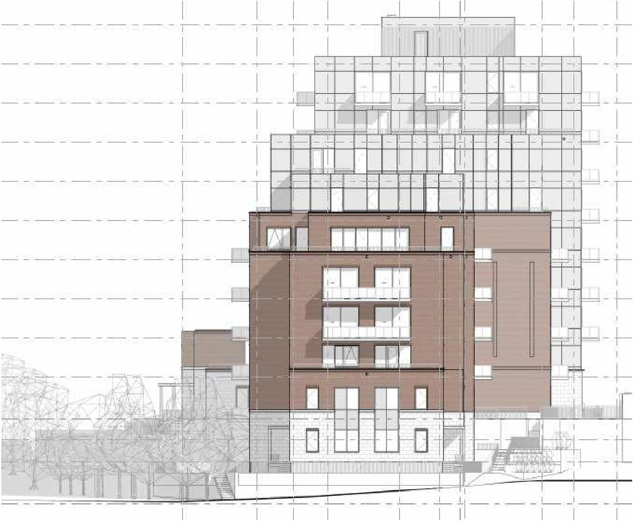 Rendering of building from page 2 of the file '2023-06-07 - Design Brief - D07-12-23-0071'