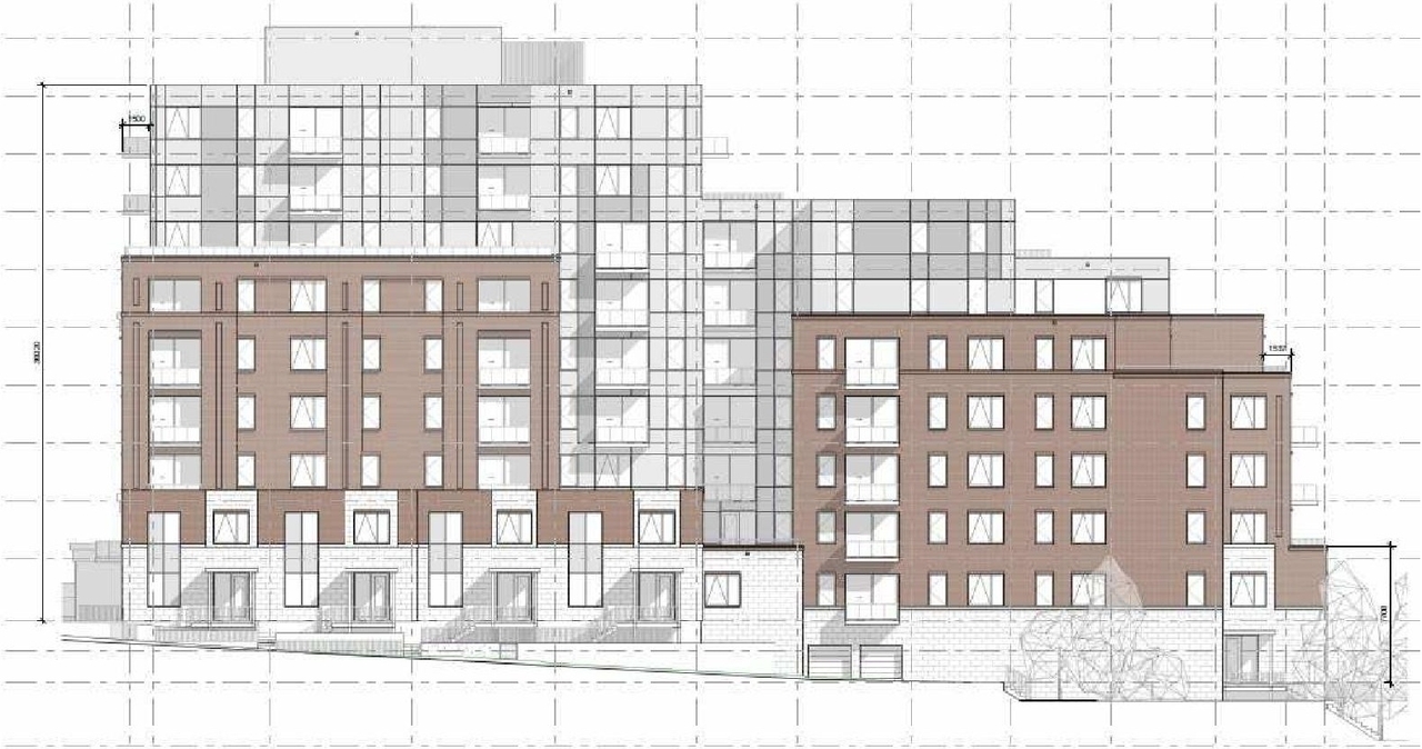 Rendering of building from page 3 of the file '2023-06-07 - Design Brief - D07-12-23-0071'