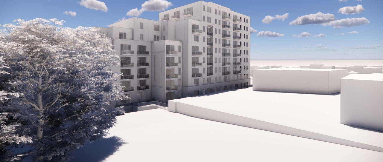 Rendering of building from page 4 of the file '2023-06-13 - Perspectives - D07-12-23-0071'