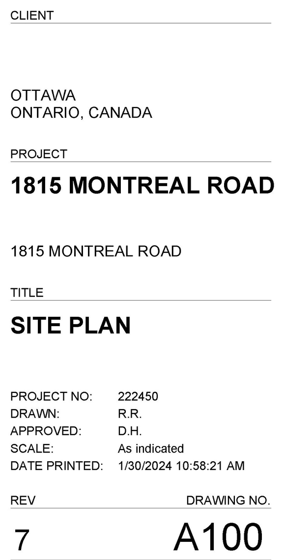 Construction site plan for project from page 1 of the file '2024-02-21 - Site, Parking, floor plans - D07-12-23-0071'