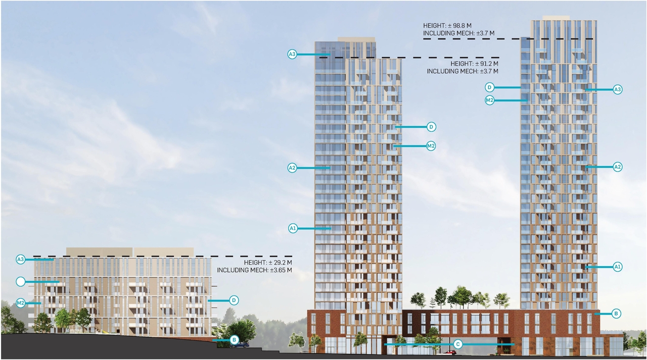 Rendering of building from page 63 of the file '2025-10-03 - Design Brief - D07-12-23-0073'