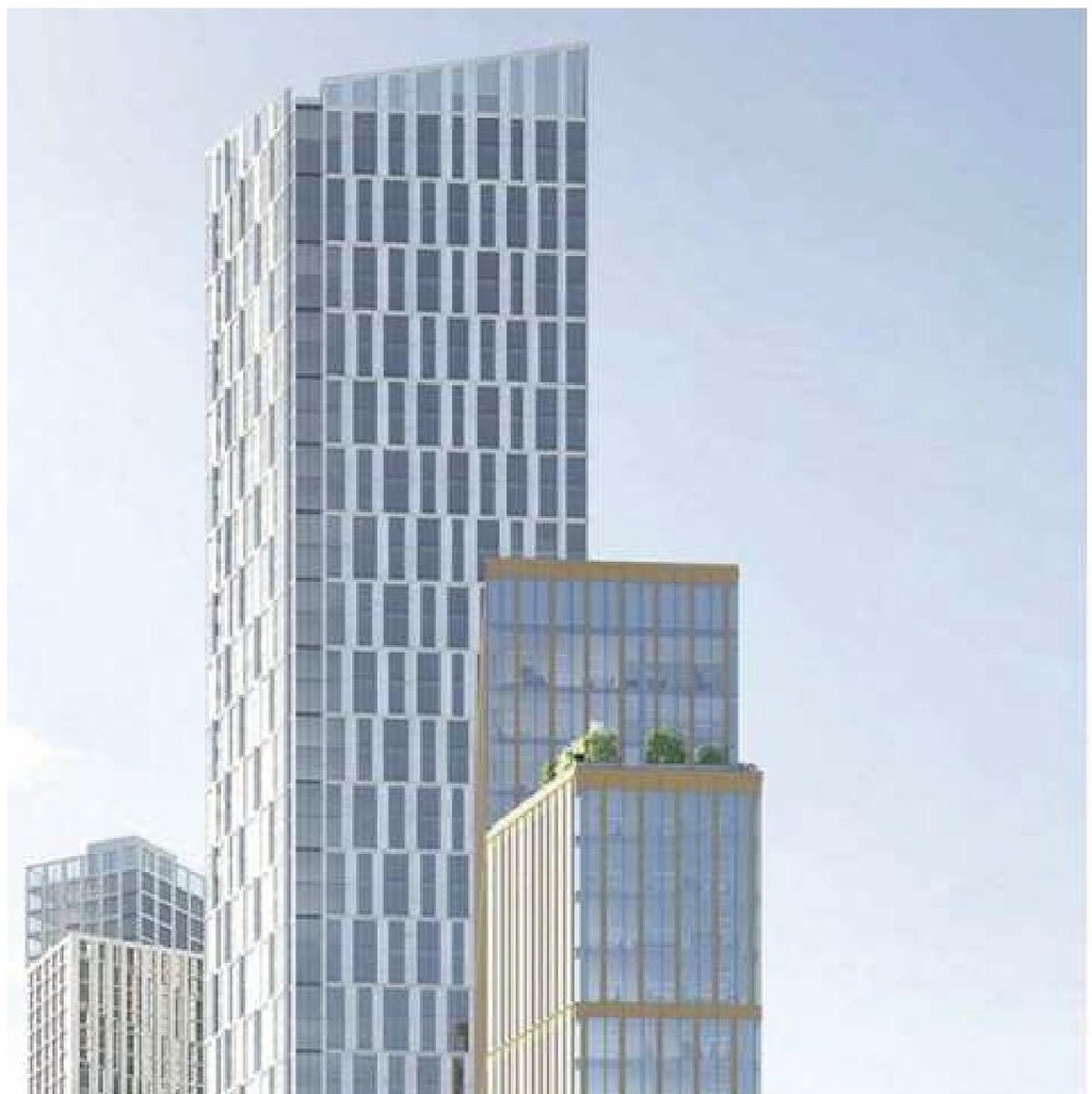 Rendering of building from page 24 of the file '2023-06-12 - Urban Design Brief - D07-12-23-0073'