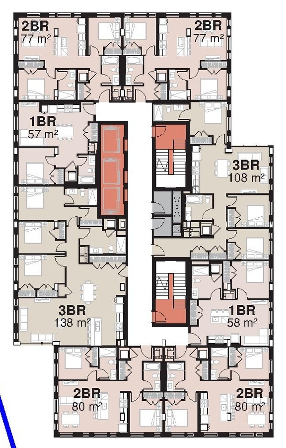 Floor plan for project from page 39 of the file '2023-06-12 - Urban Design Brief - D07-12-23-0073'