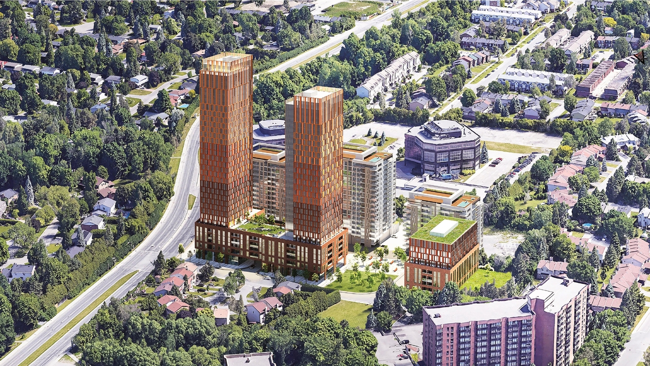 Rendering of building from page 55 of the file '2023-06-12 - Urban Design Brief - D07-12-23-0073'