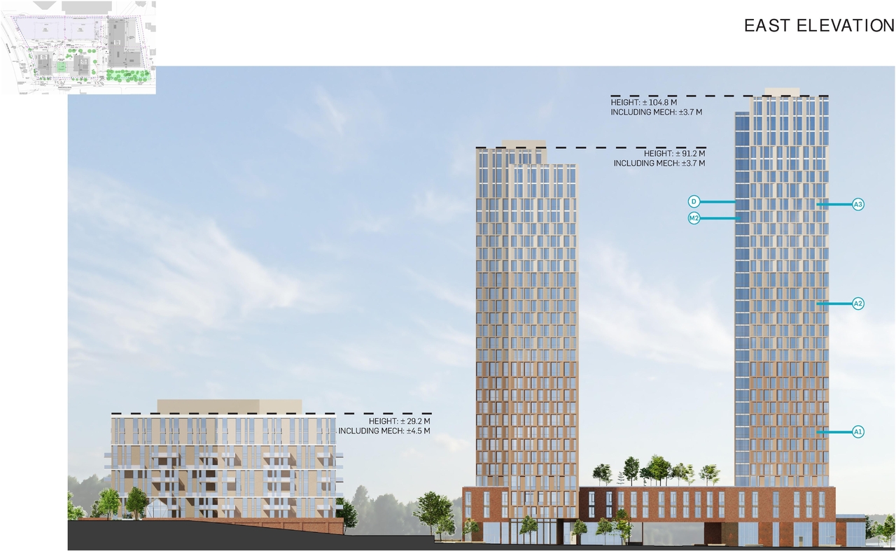 Rendering of building from page 63 of the file '2024-08-30 - Design Brief - D07-12-23-0073'