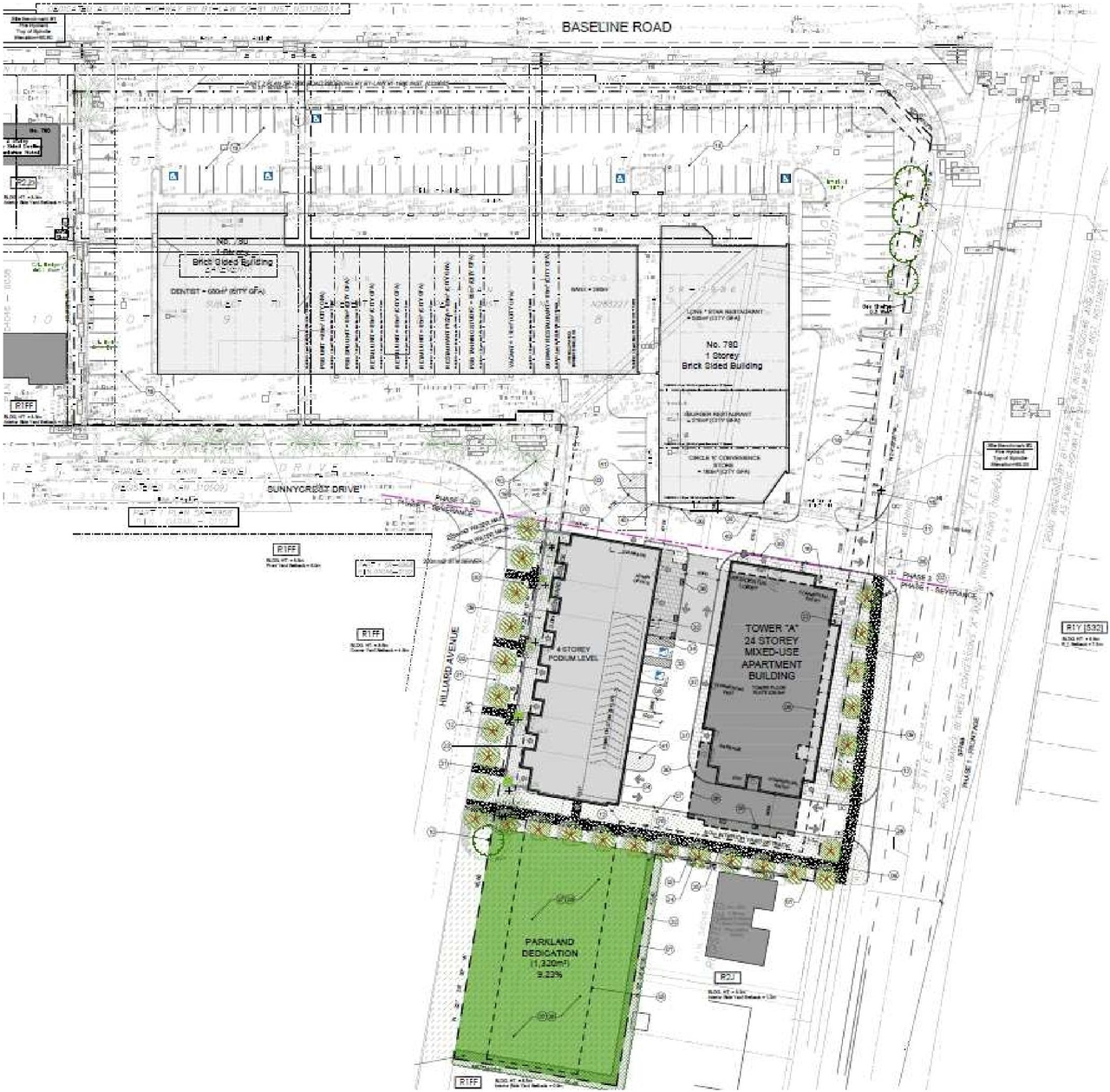 Construction site plan for project from page 8 of the file '2023-06-12 - Design Brief - D07-12-23-0076'