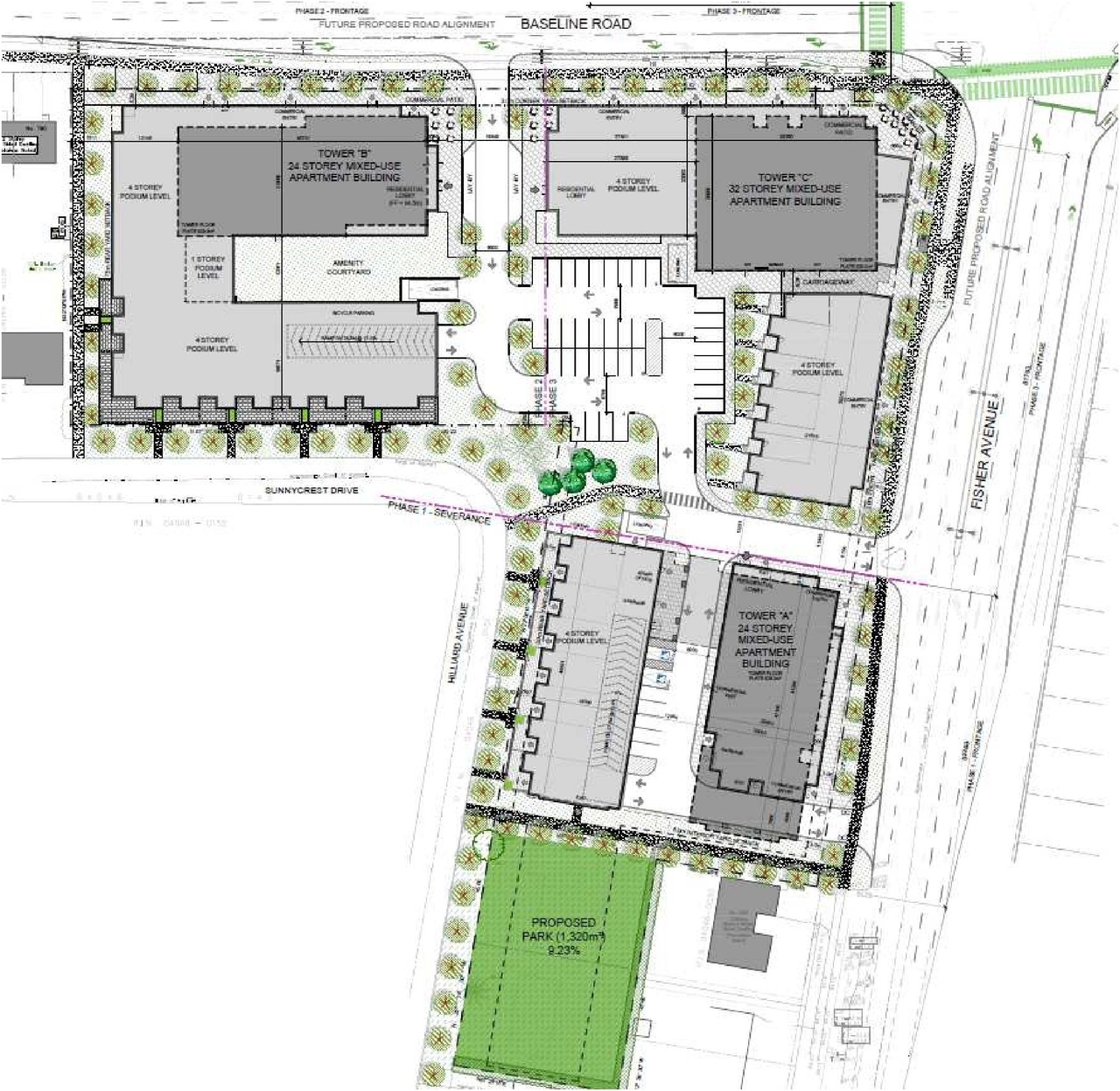 Construction site plan for project from page 9 of the file '2023-06-12 - Design Brief - D07-12-23-0076'