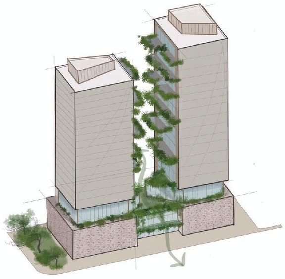 Rendering of building from page 2 of the file '2024-10-25 - Design Brief - D07-12-23-0083'