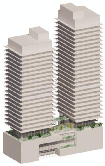 Rendering of building from page 2 of the file '2024-10-25 - Design Brief - D07-12-23-0083'