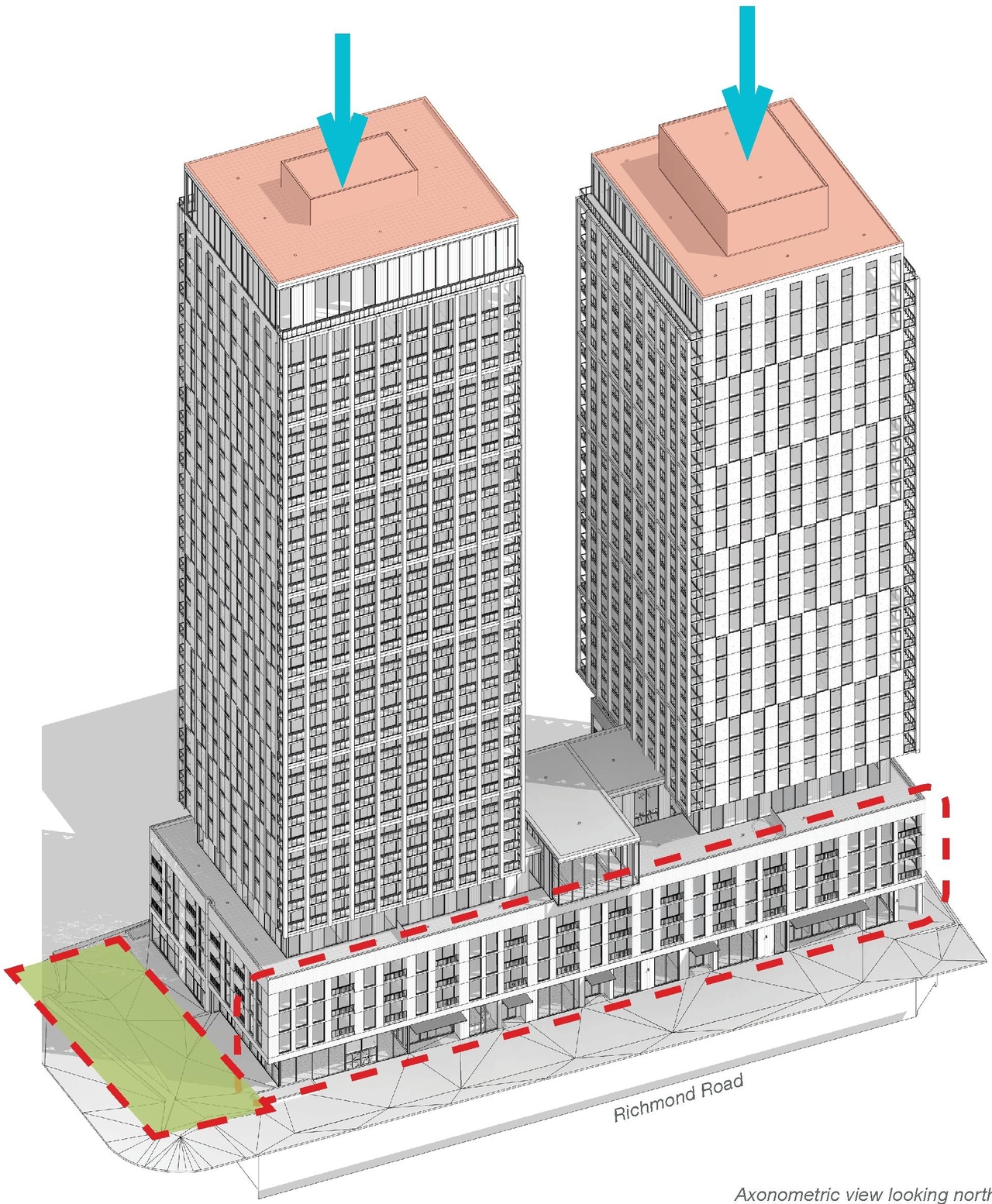 Rendering of building from page 12 of the file '2024-10-25 - Design Brief - D07-12-23-0083'