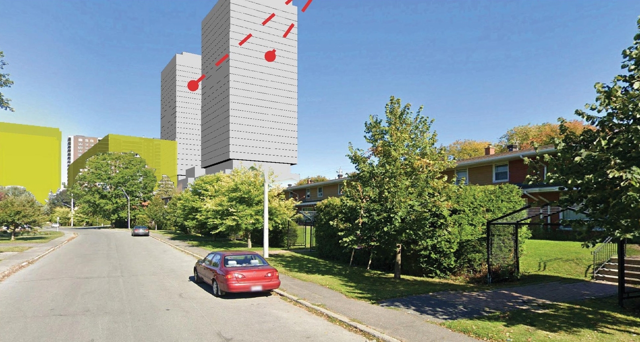 Rendering of building from page 37 of the file '2024-10-25 - Design Brief - D07-12-23-0083'