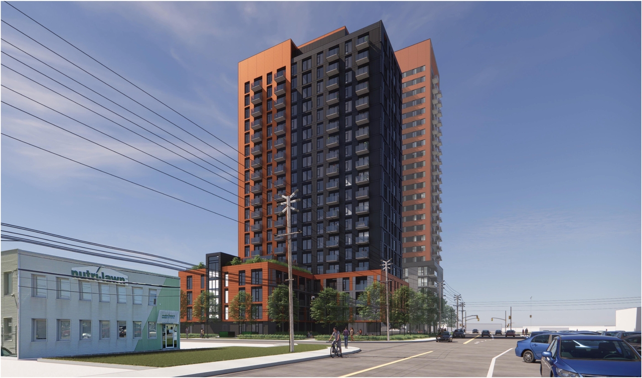 Rendering of building from page 14 of the file '2024-07-23 - UDRP Design Brief - D07-12-23-0088'