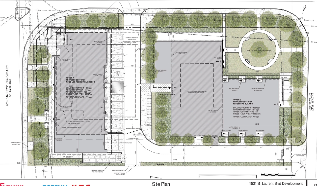 Construction site plan for project from page 8 of the file '2024-07-23 - UDRP Design Brief - D07-12-23-0088'