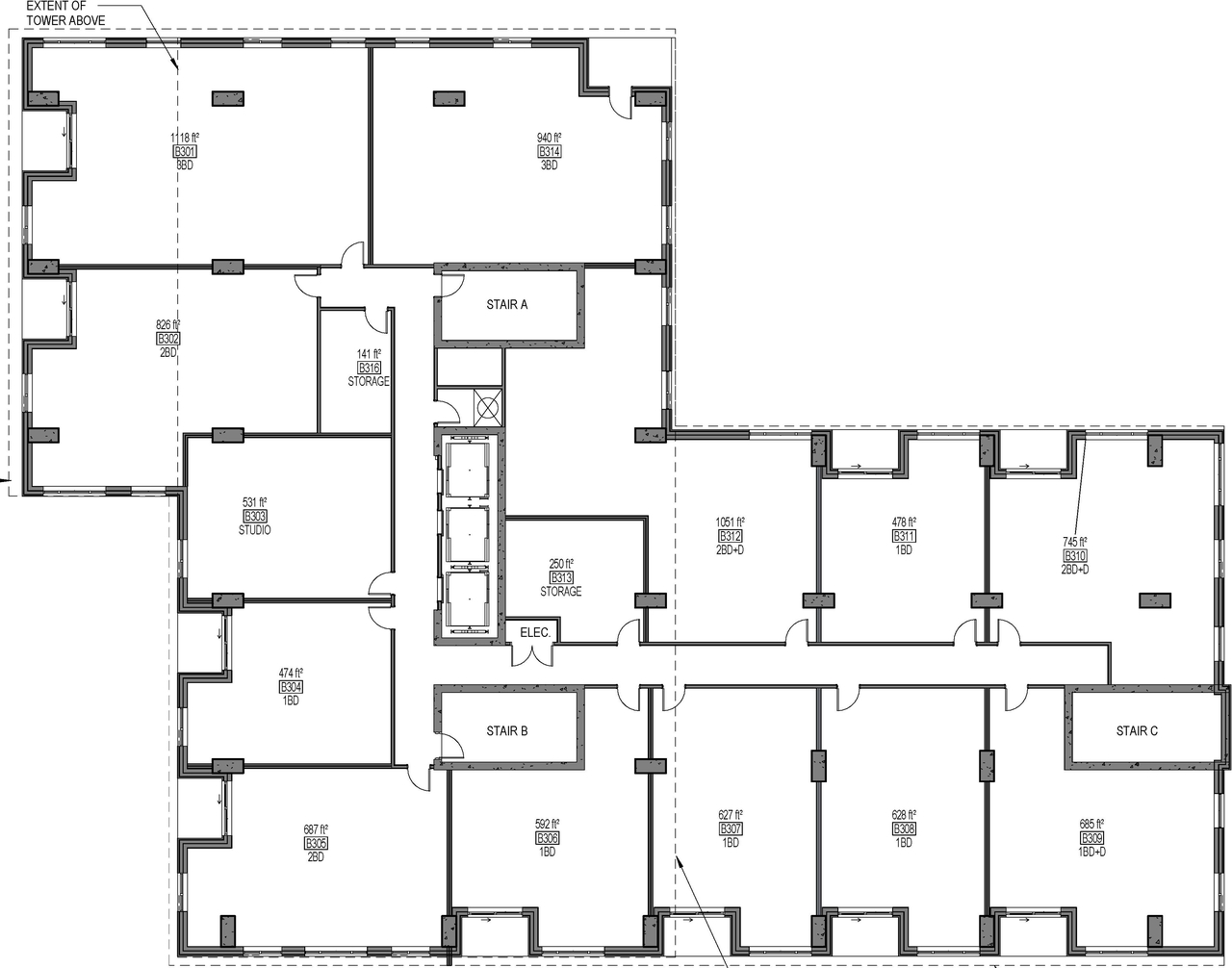 Floor plan for project from page 5 of the file '2024-07-23 - Parking & Floor Plans - D07-12-23-0088'