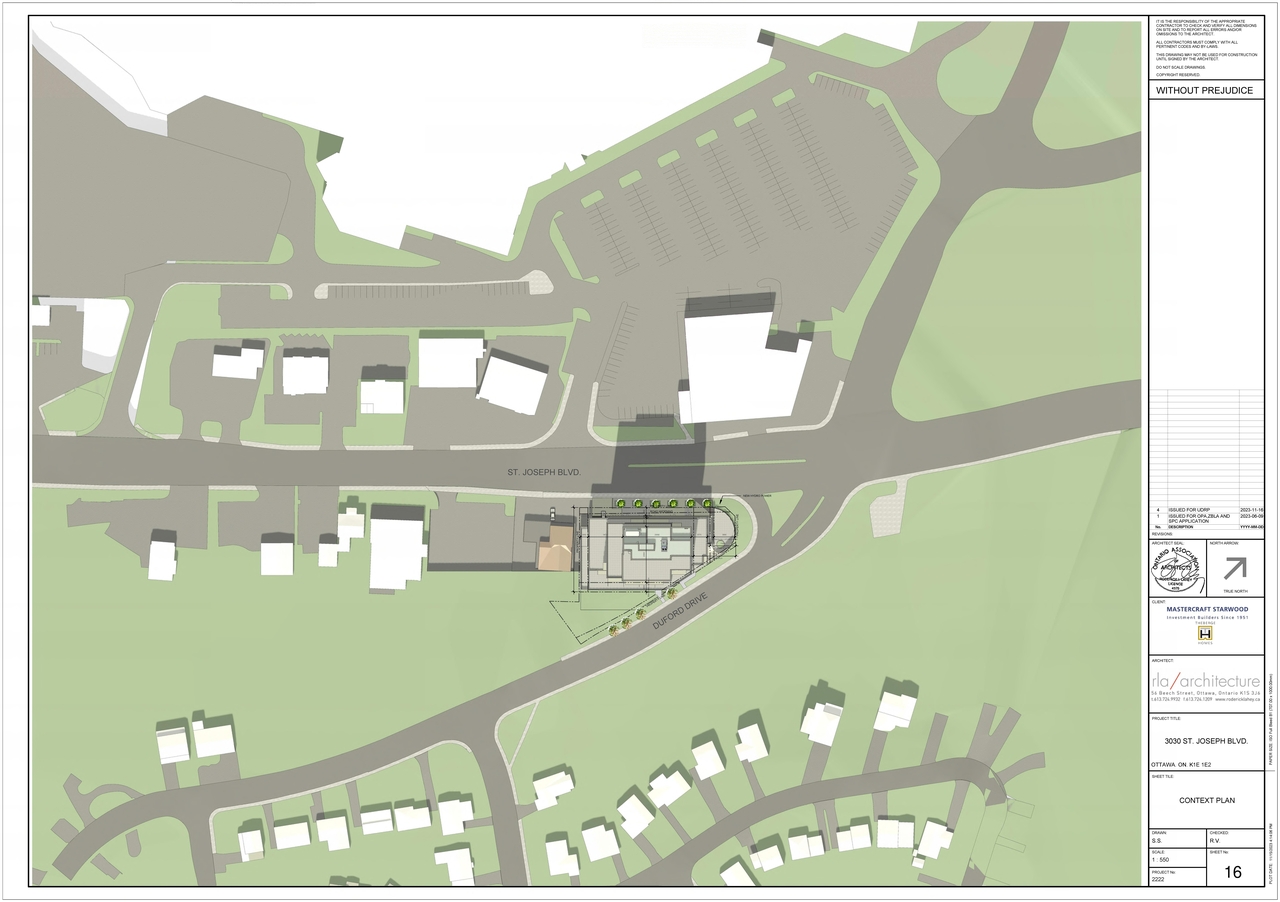 Construction site plan for project from page 17 of the file '2024-03-19 - Urban Design Review Panel Slide Deck -D07-12-23-0090'