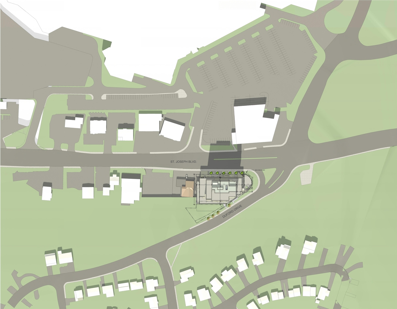 Construction site plan for project from page 17 of the file '2024-03-19 - Urban Design Review Panel Slide Deck -D07-12-23-0090'