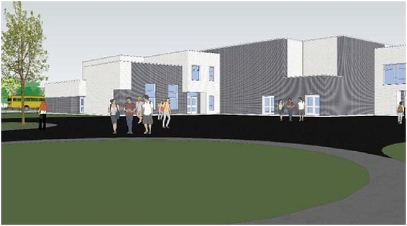Rendering of building from page 21 of the file '2024-01-19 - Urban Design Brief - D07-12-23-0102'
