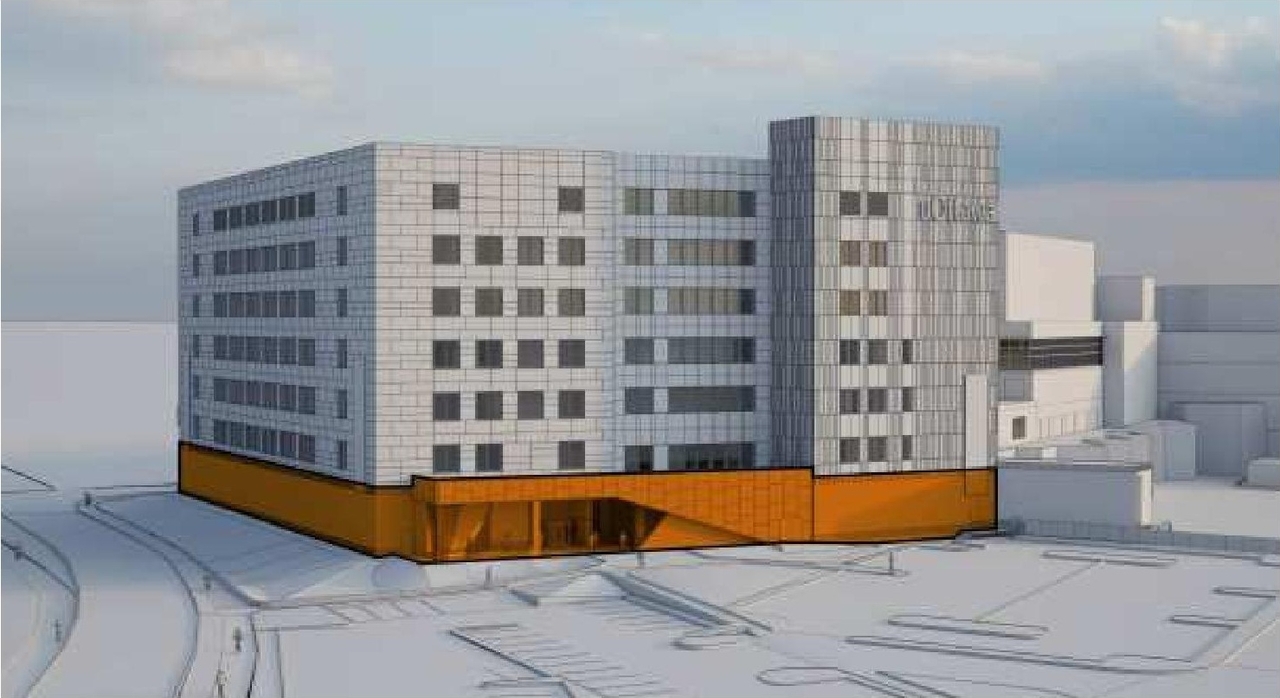 Rendering of building from page 33 of the file '2024-04-20 - Urban Design Brief - D07-12-24-0021'