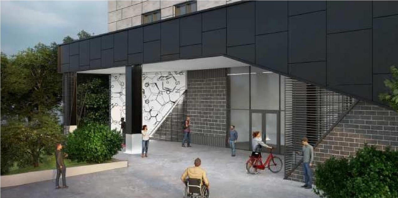 Rendering of building from page 38 of the file '2024-04-20 - Urban Design Brief - D07-12-24-0021'