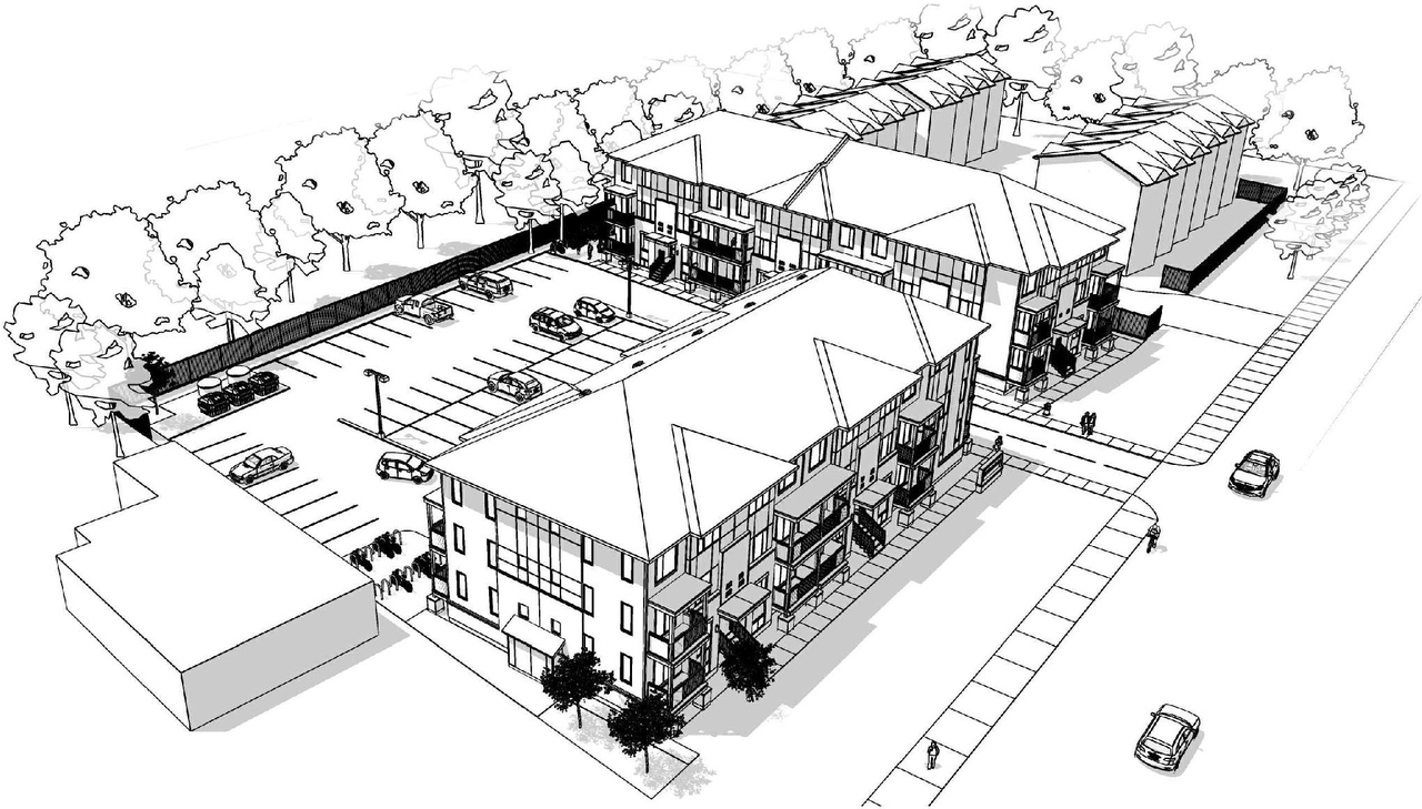 Rendering of building from page 11 of the file '2024-09-27 - Design Brief - D07-12-24-0038'