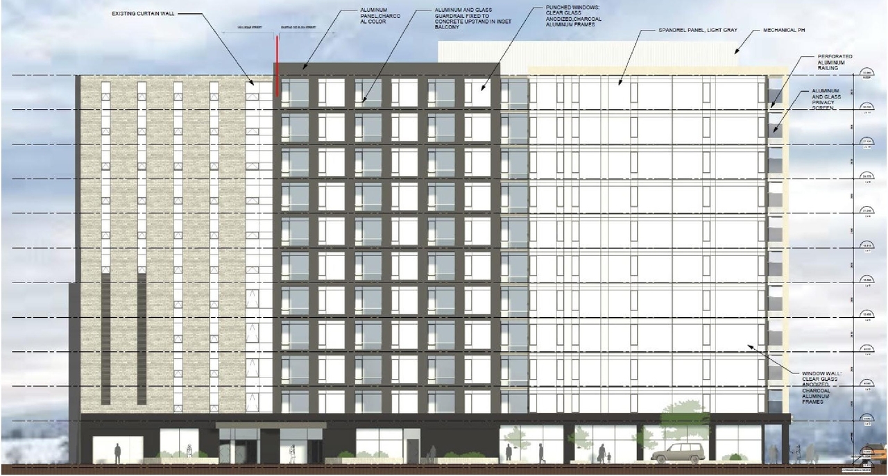Rendering of building from page 18 of the file '2024-06-24 - Design Brief - D07-12-24-0044'